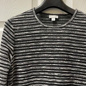 J.Jill Women's Medium L/S Lightweight White & Black Striped Pullover Top/Tunic
